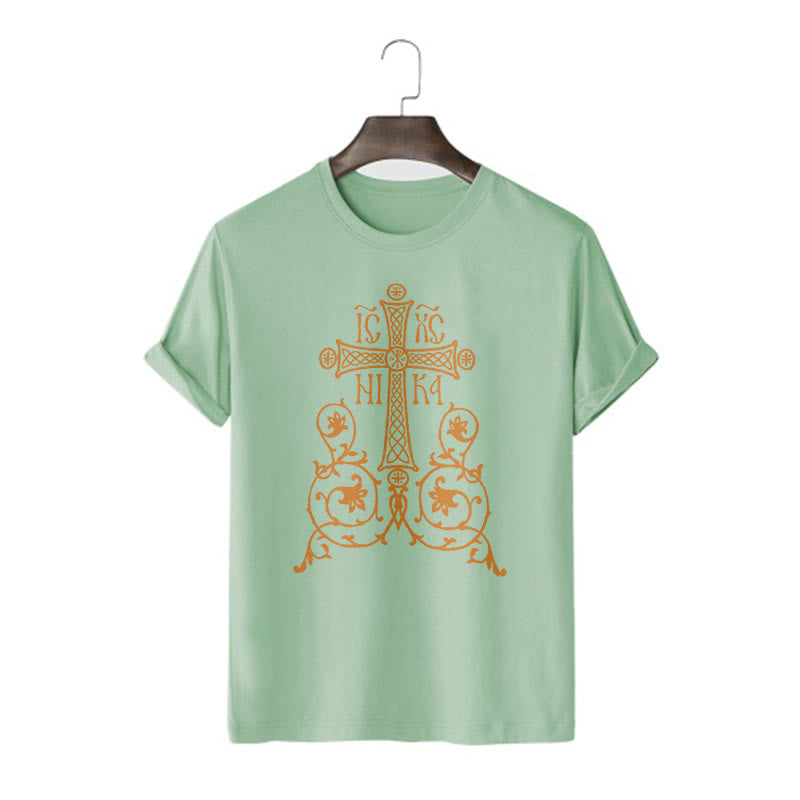 Christiandiscipleshop Classic Style Orthodox Cross Short Sleeve Washed T-shirt