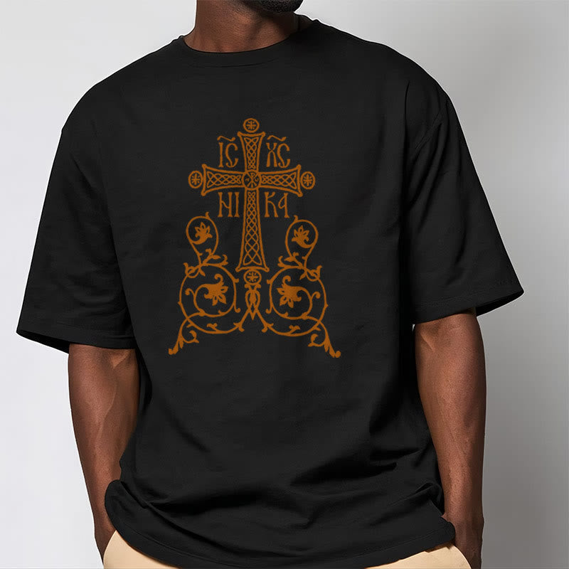 Christiandiscipleshop Classic Style Orthodox Cross Short Sleeve Washed T-shirt