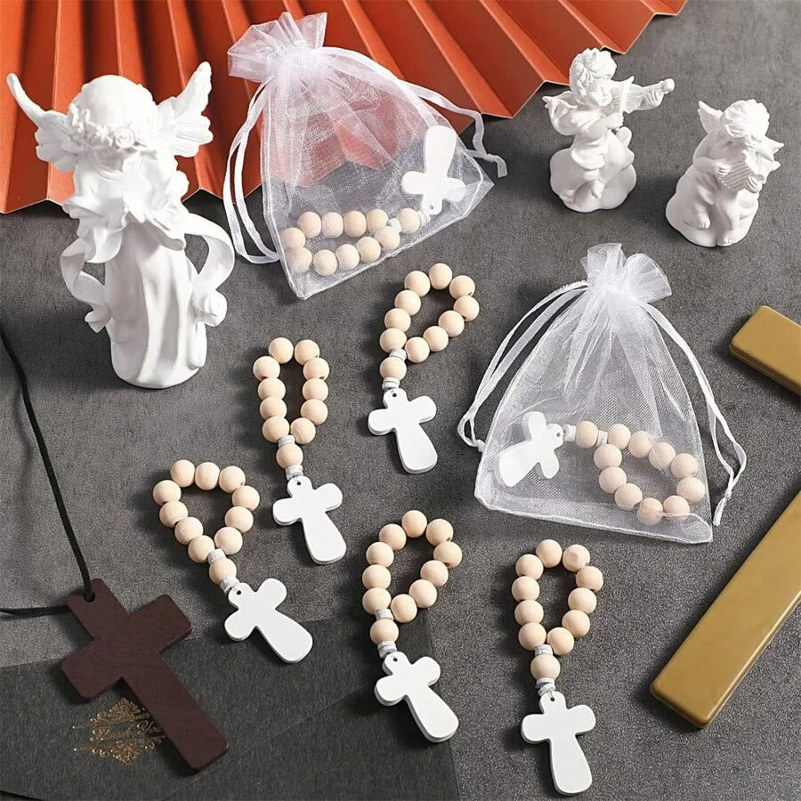 Christiandiscipleshop Multi-purpose Wooden Finger Pocket Rosary for Baptism Pray Festival Decor