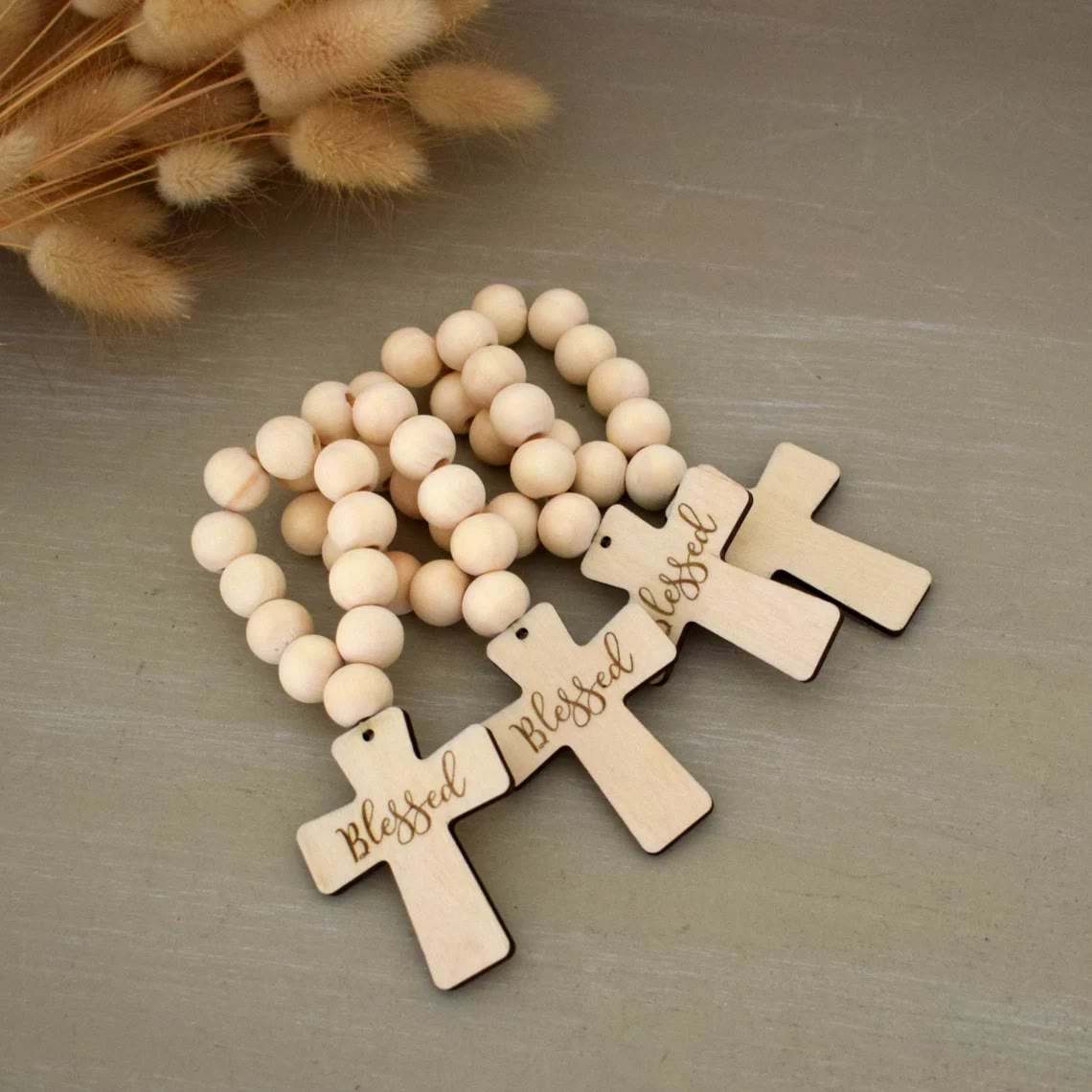 Christiandiscipleshop Multi-purpose Wooden Finger Pocket Rosary for Baptism Pray Festival Decor