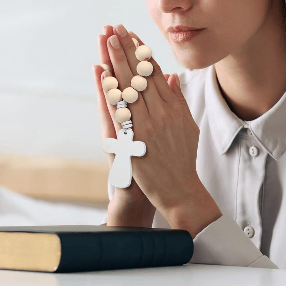 Christiandiscipleshop Multi-purpose Wooden Finger Pocket Rosary for Baptism Pray Festival Decor
