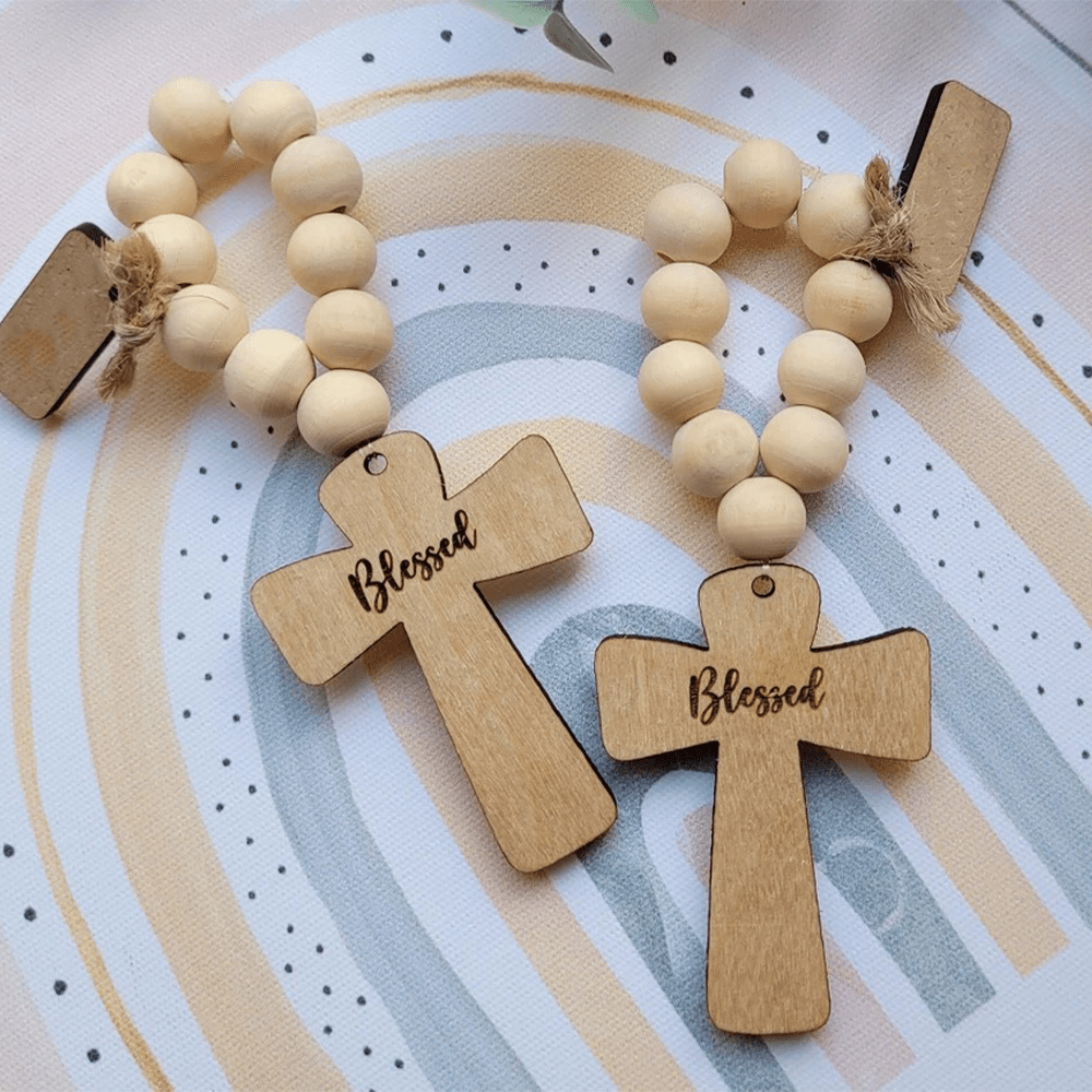 Christiandiscipleshop Multi-purpose Wooden Finger Pocket Rosary for Baptism Pray Festival Decor