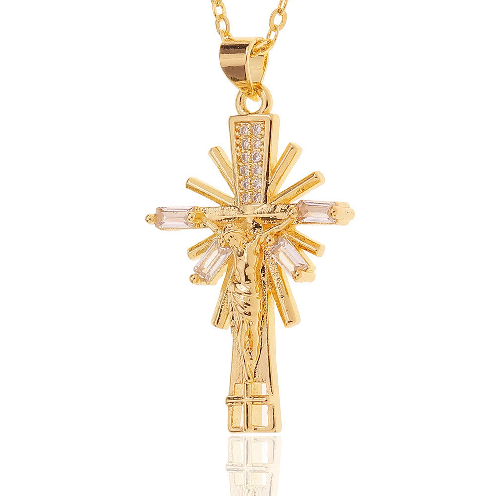 christiandiscipleshop Lightweight Luxury Style Crucifix with Diamonds Pendant Necklace
