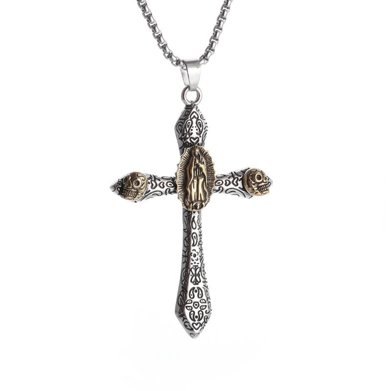 Christiandiscipleshop Classic Style Retro Crucifix with Our Lady of Guadalupe Pendant Necklace