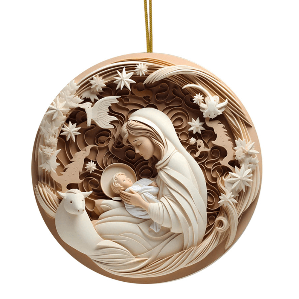 Christiandiscipleshop Sculptural Style Nativity Christmas Hanging Ornaments D