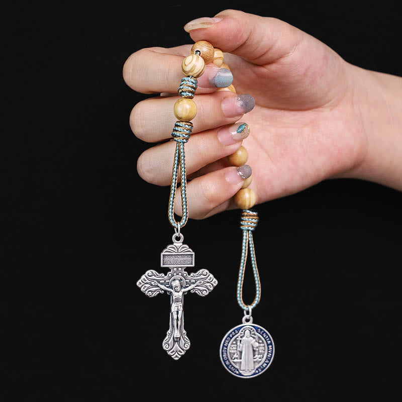 Christiandiscipleshop Olive Wood Saint Benedict Medal Decade Rosary