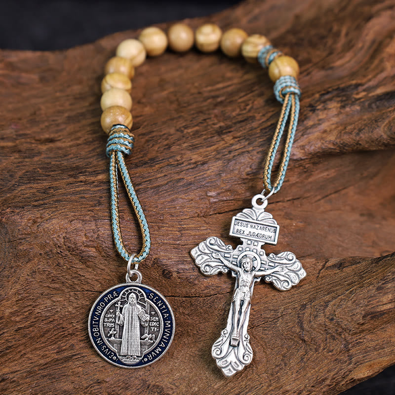 Christiandiscipleshop Olive Wood Saint Benedict Medal Decade Rosary