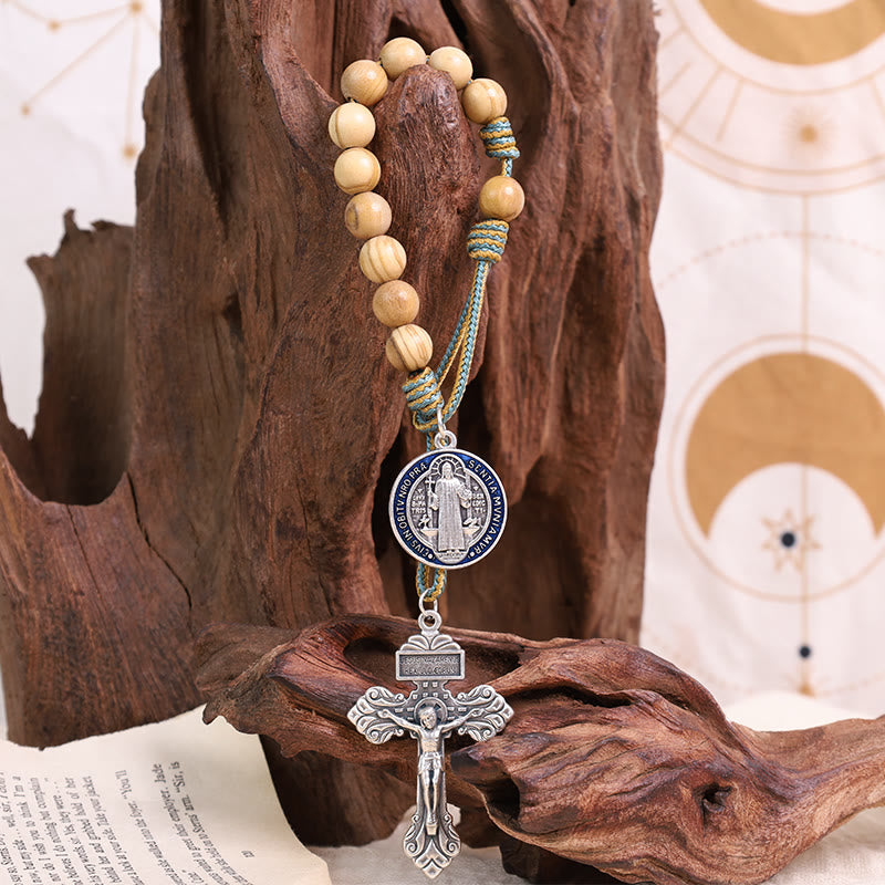 Christiandiscipleshop Olive Wood Saint Benedict Medal Decade Rosary