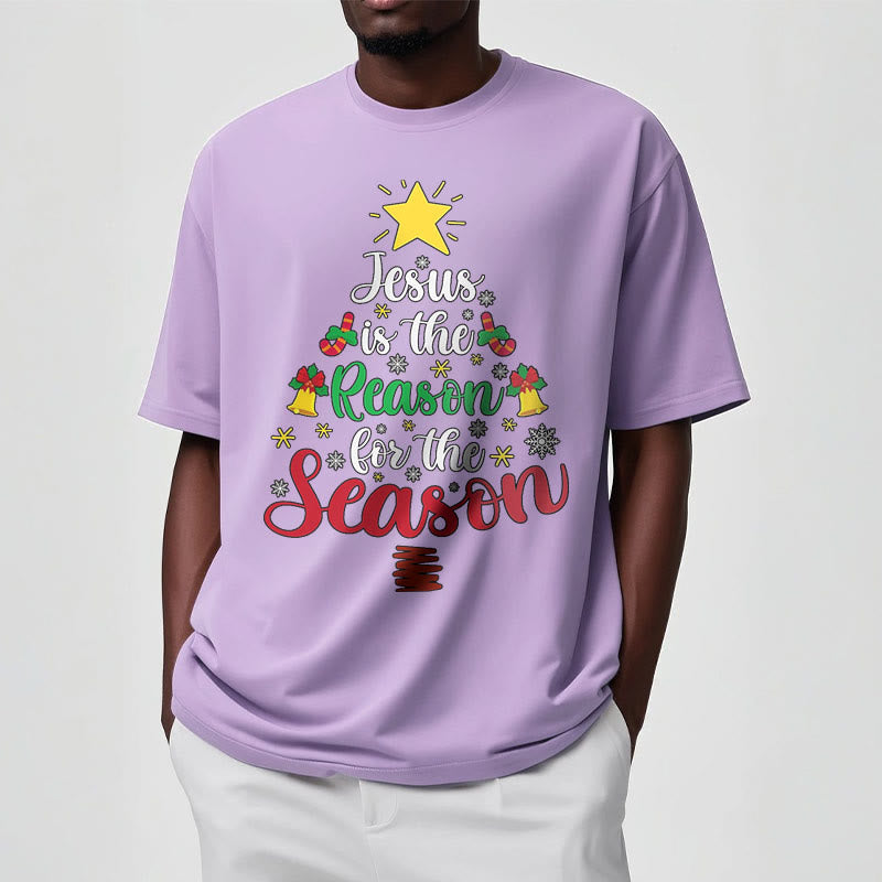 Christiandiscipleshop Festive Style Jesus is the Reason for the Season Short Sleeve Washed T-shirt