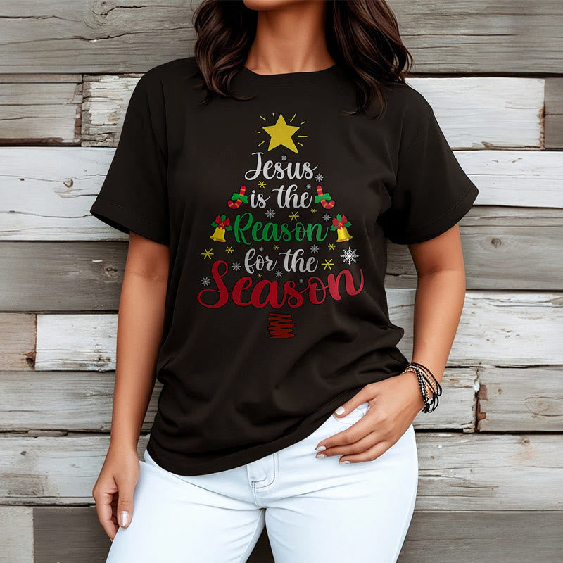 Christiandiscipleshop Festive Style Jesus is the Reason for the Season Short Sleeve Washed T-shirt