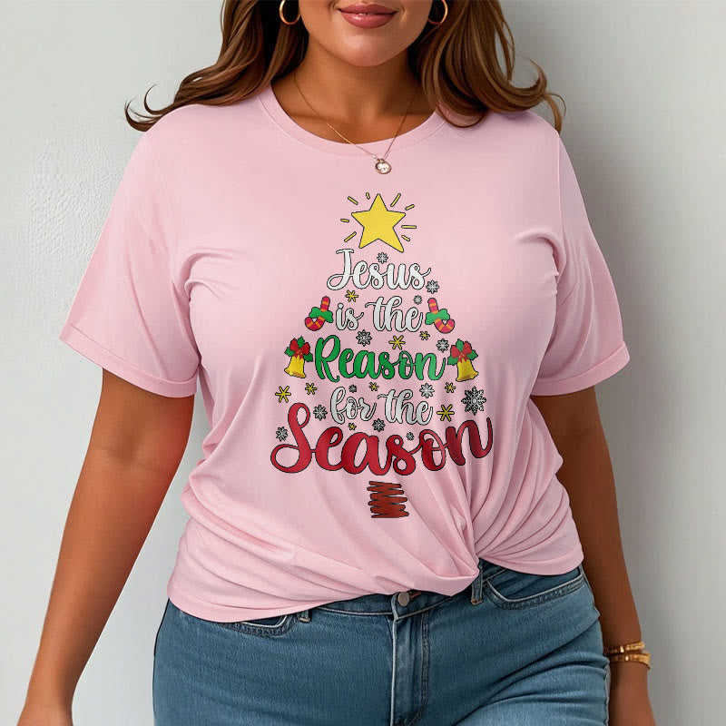 Christiandiscipleshop Festive Style Jesus is the Reason for the Season Short Sleeve Washed T-shirt