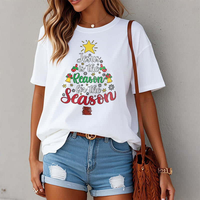 Christiandiscipleshop Festive Style Jesus is the Reason for the Season Short Sleeve Washed T-shirt