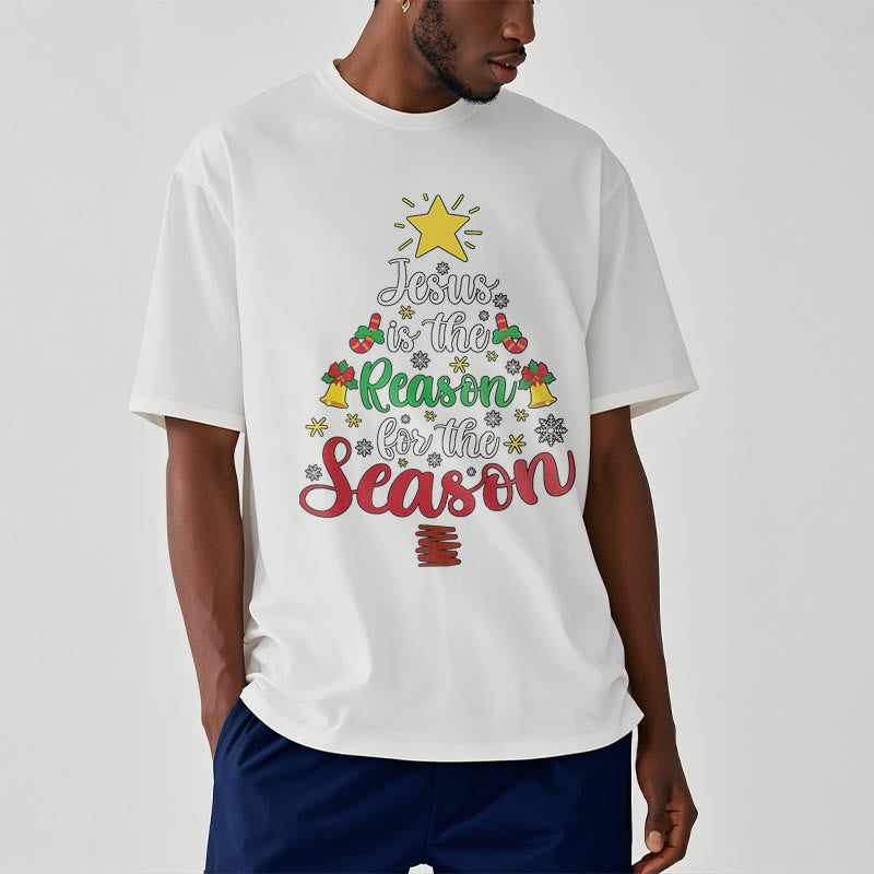 Christiandiscipleshop Festive Style Jesus is the Reason for the Season Short Sleeve Washed T-shirt
