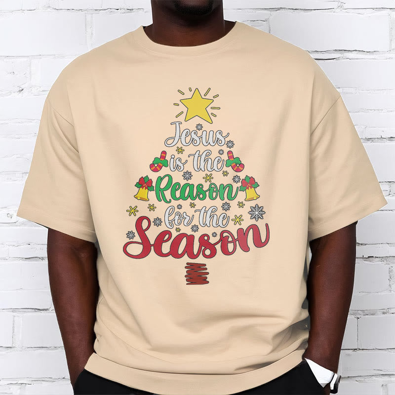 Christiandiscipleshop Festive Style Jesus is the Reason for the Season Short Sleeve Washed T-shirt