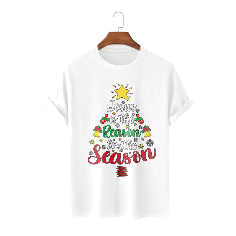 Christiandiscipleshop Festive Style Jesus is the Reason for the Season Short Sleeve Washed T-shirt