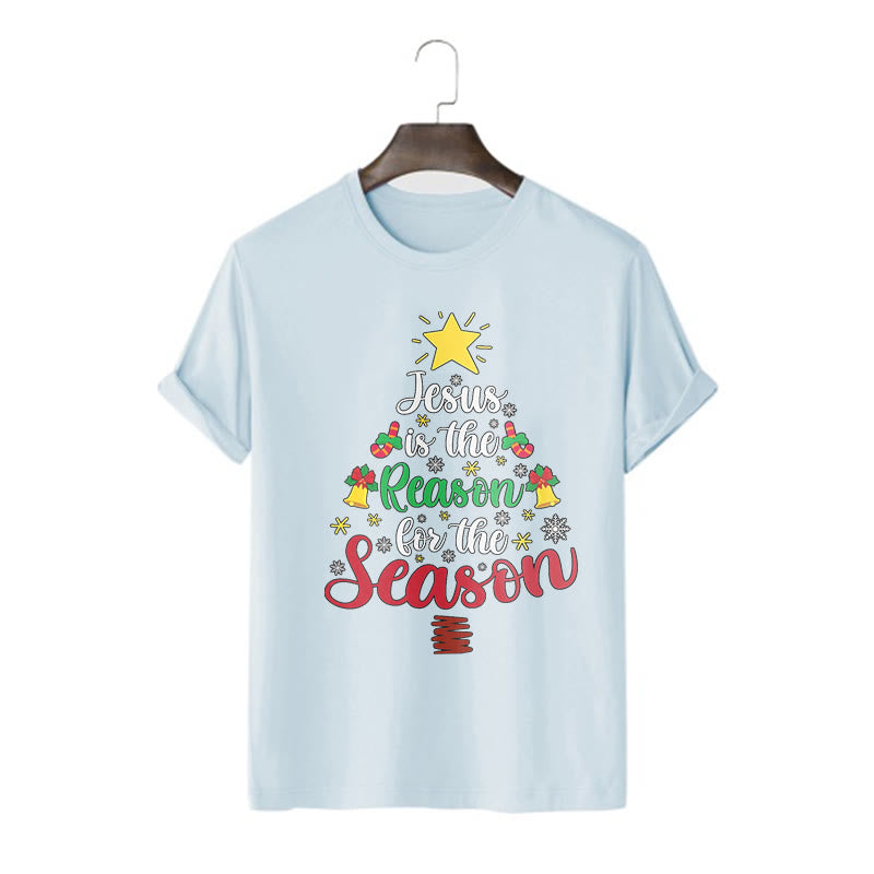 Christiandiscipleshop Festive Style Jesus is the Reason for the Season Short Sleeve Washed T-shirt