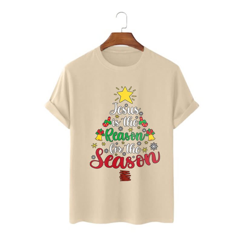 Christiandiscipleshop Festive Style Jesus is the Reason for the Season Short Sleeve Washed T-shirt