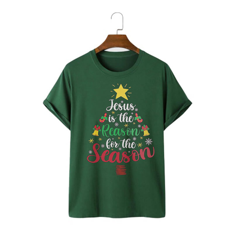Christiandiscipleshop Festive Style Jesus is the Reason for the Season Short Sleeve Washed T-shirt