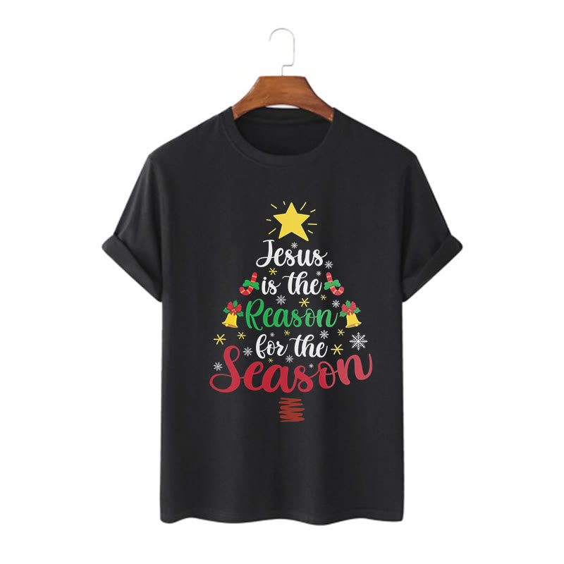 Christiandiscipleshop Festive Style Jesus is the Reason for the Season Short Sleeve Washed T-shirt