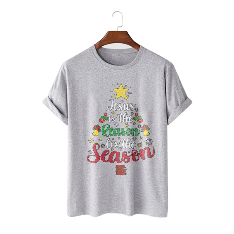 Christiandiscipleshop Festive Style Jesus is the Reason for the Season Short Sleeve Washed T-shirt