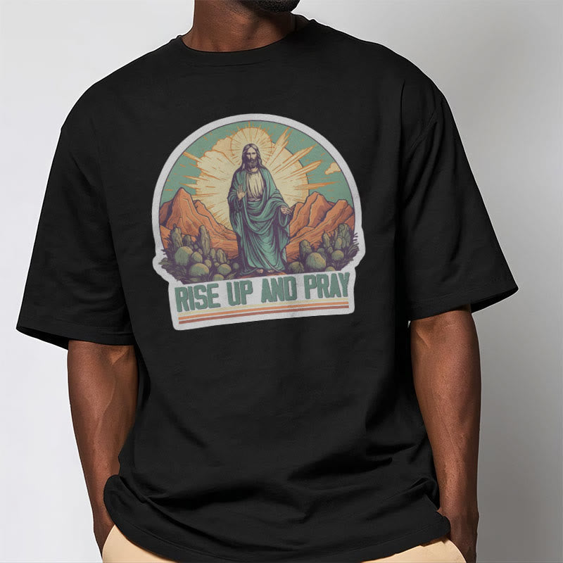 Christiandiscipleshop Classic Style Rise Up and Pray Short Sleeve Washed T-shirt