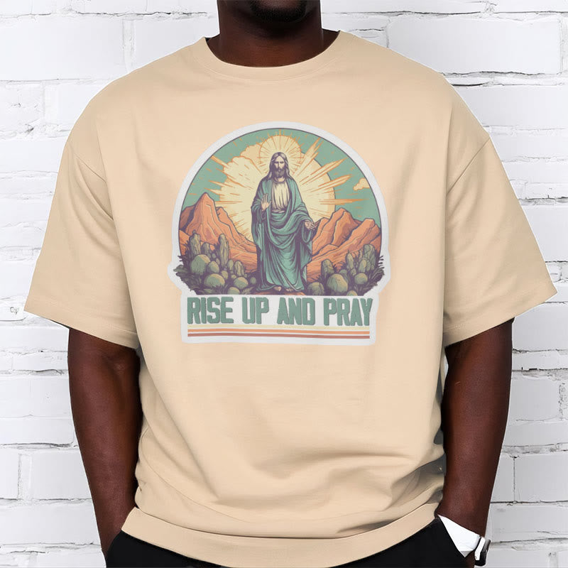 Christiandiscipleshop Classic Style Rise Up and Pray Short Sleeve Washed T-shirt