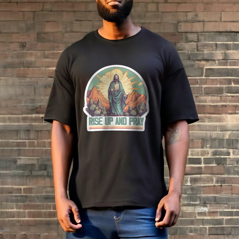 Christiandiscipleshop Classic Style Rise Up and Pray Short Sleeve Washed T-shirt