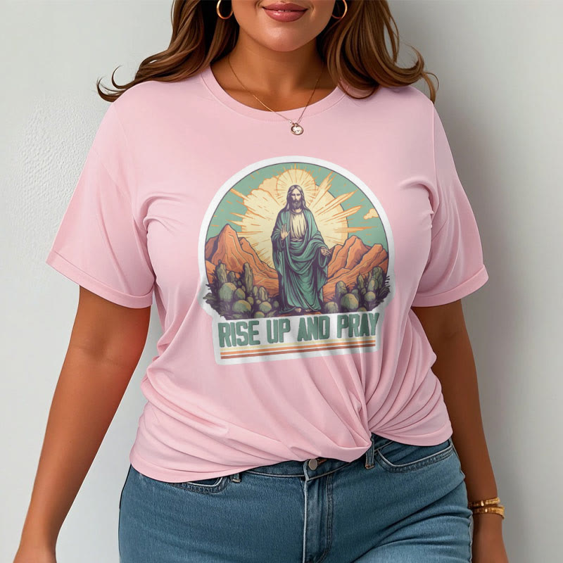 Christiandiscipleshop Classic Style Rise Up and Pray Short Sleeve Washed T-shirt