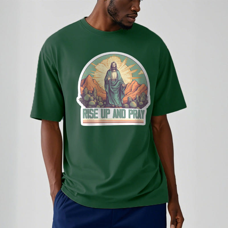 Christiandiscipleshop Classic Style Rise Up and Pray Short Sleeve Washed T-shirt