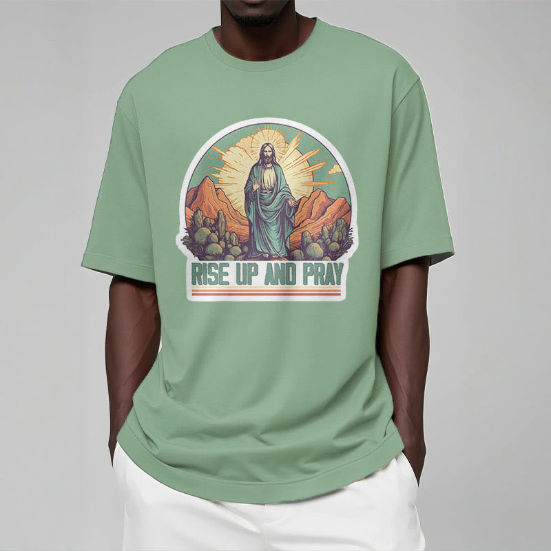 Christiandiscipleshop Classic Style Rise Up and Pray Short Sleeve Washed T-shirt