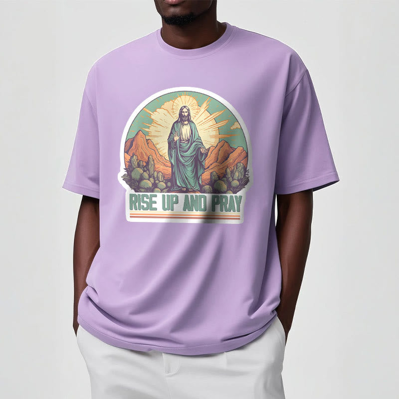 Christiandiscipleshop Classic Style Rise Up and Pray Short Sleeve Washed T-shirt