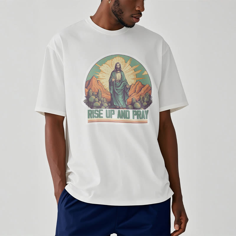 Christiandiscipleshop Classic Style Rise Up and Pray Short Sleeve Washed T-shirt