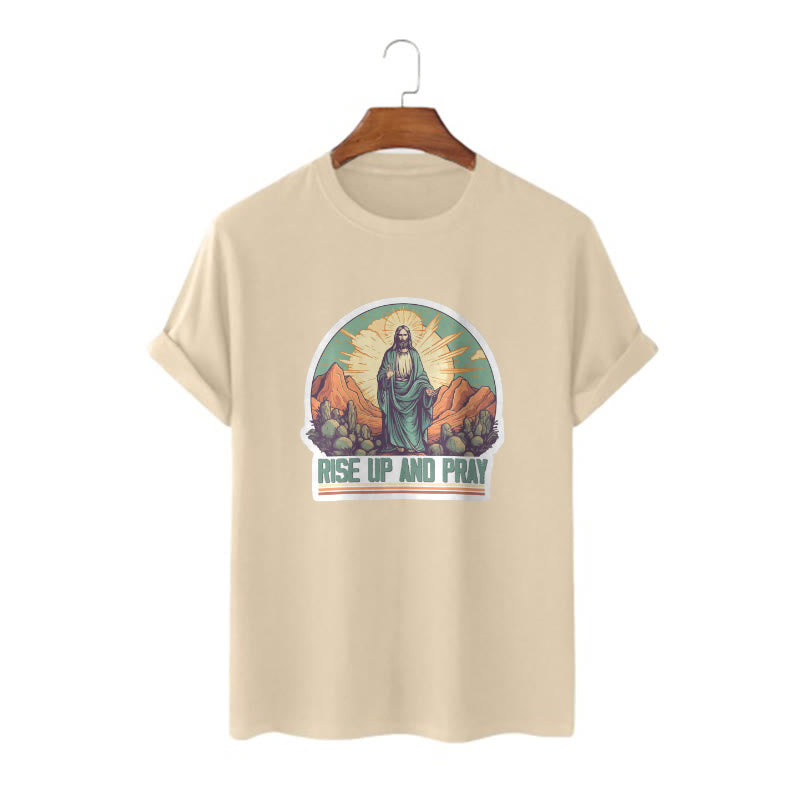 Christiandiscipleshop Classic Style Rise Up and Pray Short Sleeve Washed T-shirt