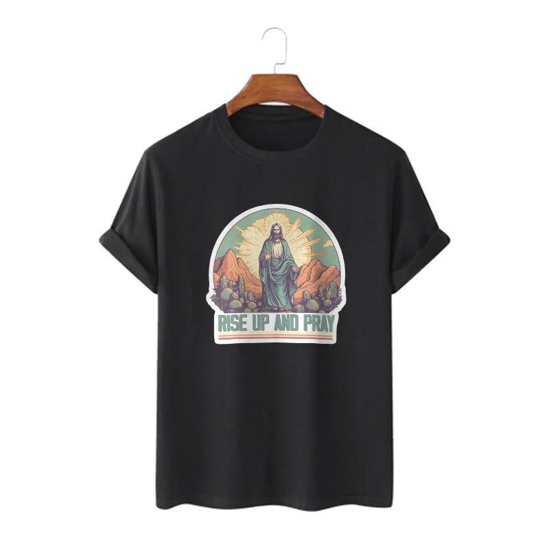 Christiandiscipleshop Classic Style Rise Up and Pray Short Sleeve Washed T-shirt