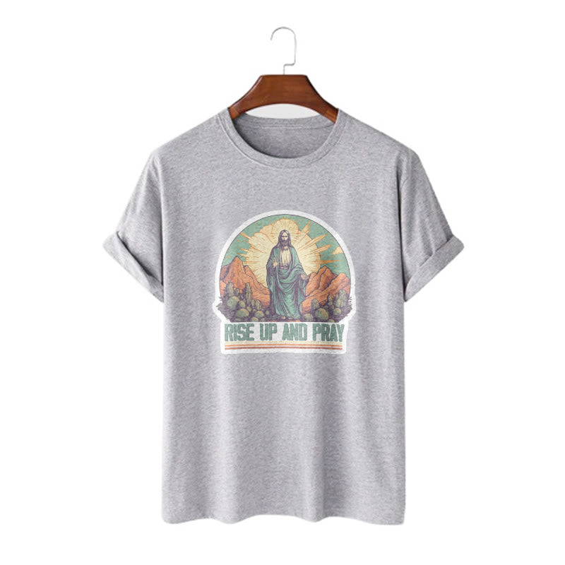 Christiandiscipleshop Classic Style Rise Up and Pray Short Sleeve Washed T-shirt