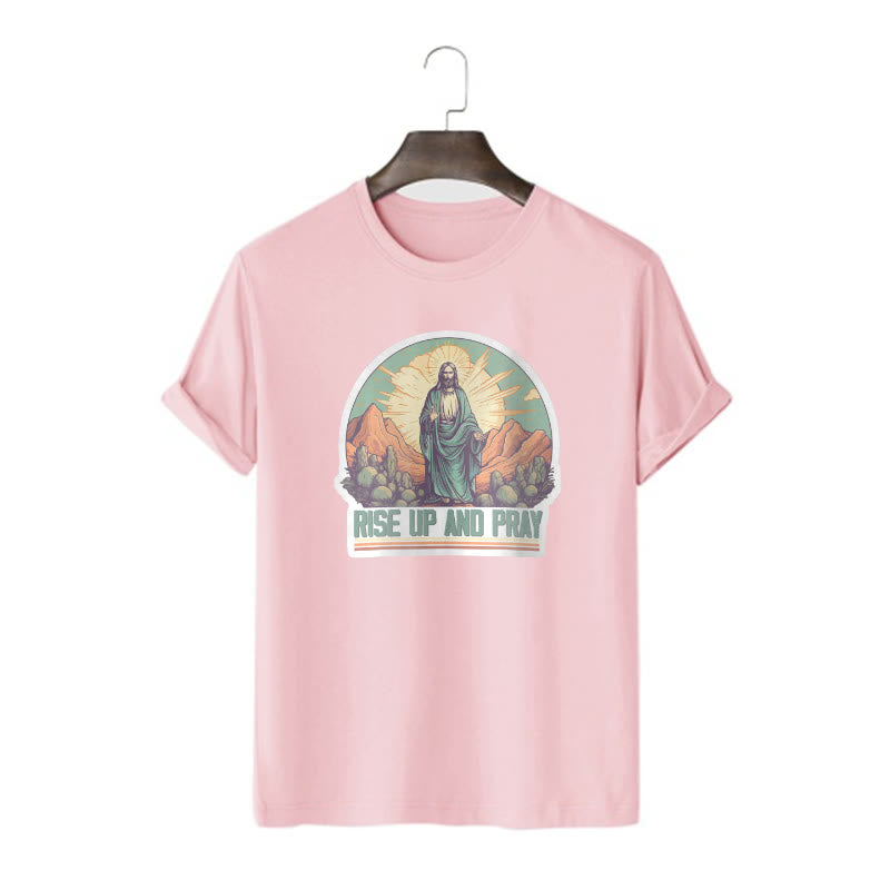 Christiandiscipleshop Classic Style Rise Up and Pray Short Sleeve Washed T-shirt