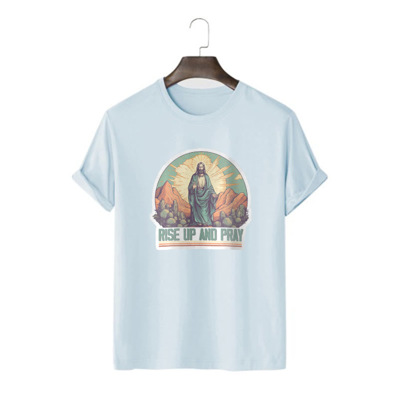 Christiandiscipleshop Classic Style Rise Up and Pray Short Sleeve Washed T-shirt