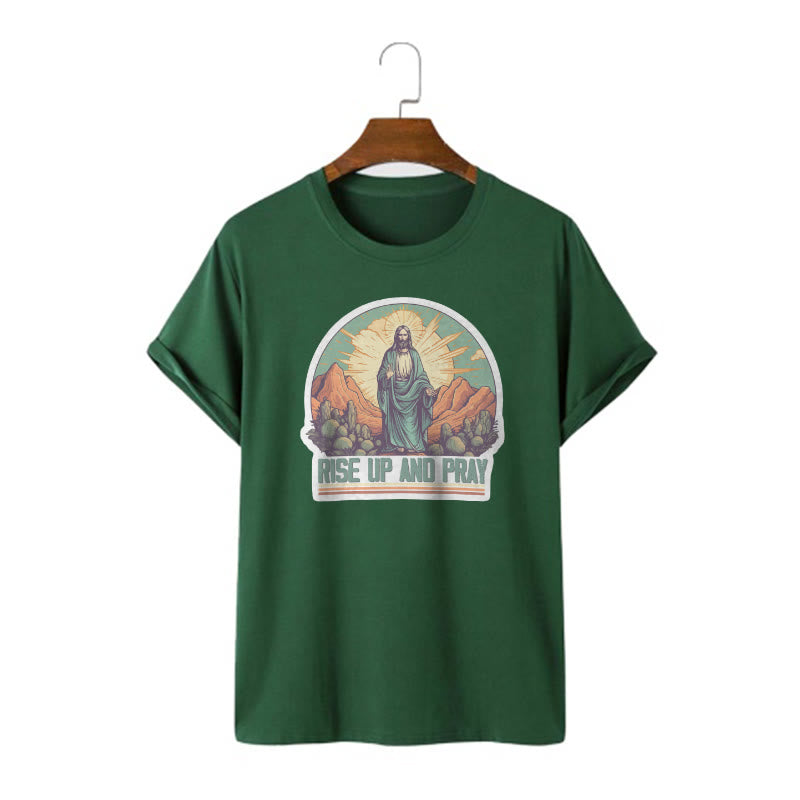 Christiandiscipleshop Classic Style Rise Up and Pray Short Sleeve Washed T-shirt