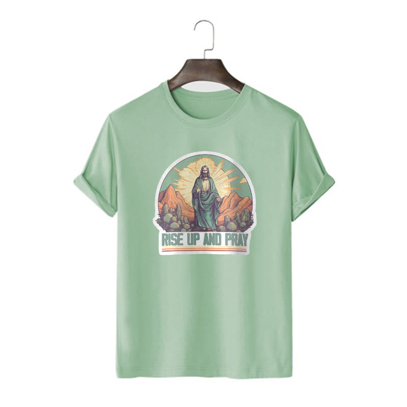 Christiandiscipleshop Classic Style Rise Up and Pray Short Sleeve Washed T-shirt