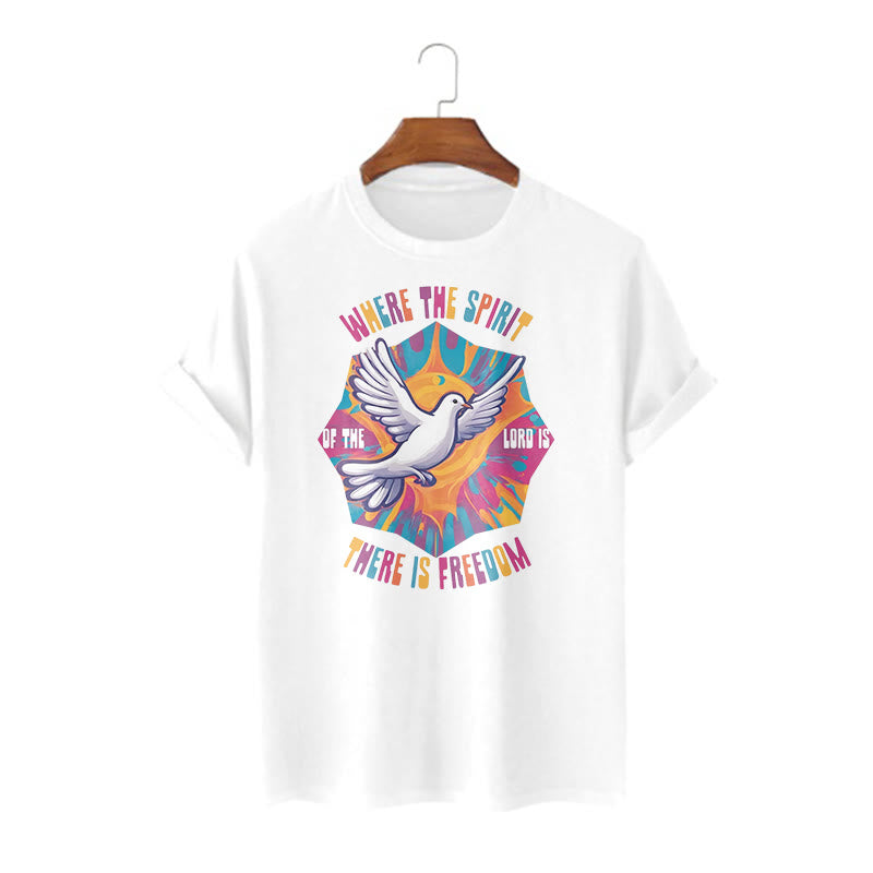Christiandiscipleshop Colorful Style Dove and Bible Verse Short Sleeve Washed T-shirt