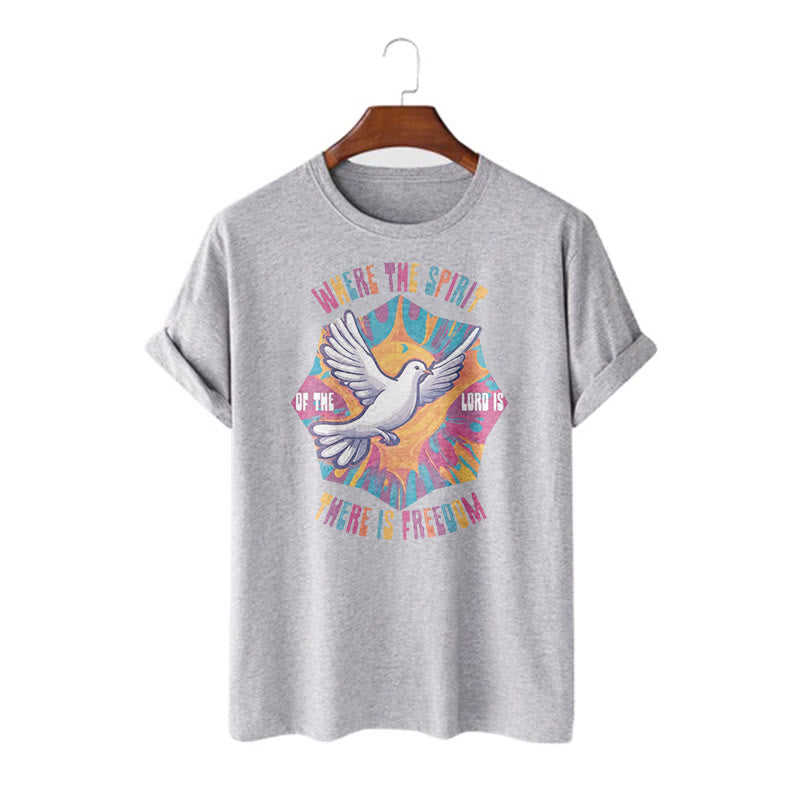 Christiandiscipleshop Colorful Style Dove and Bible Verse Short Sleeve Washed T-shirt