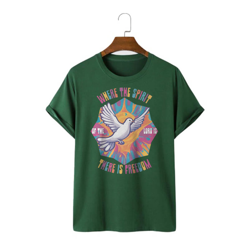 Christiandiscipleshop Colorful Style Dove and Bible Verse Short Sleeve Washed T-shirt