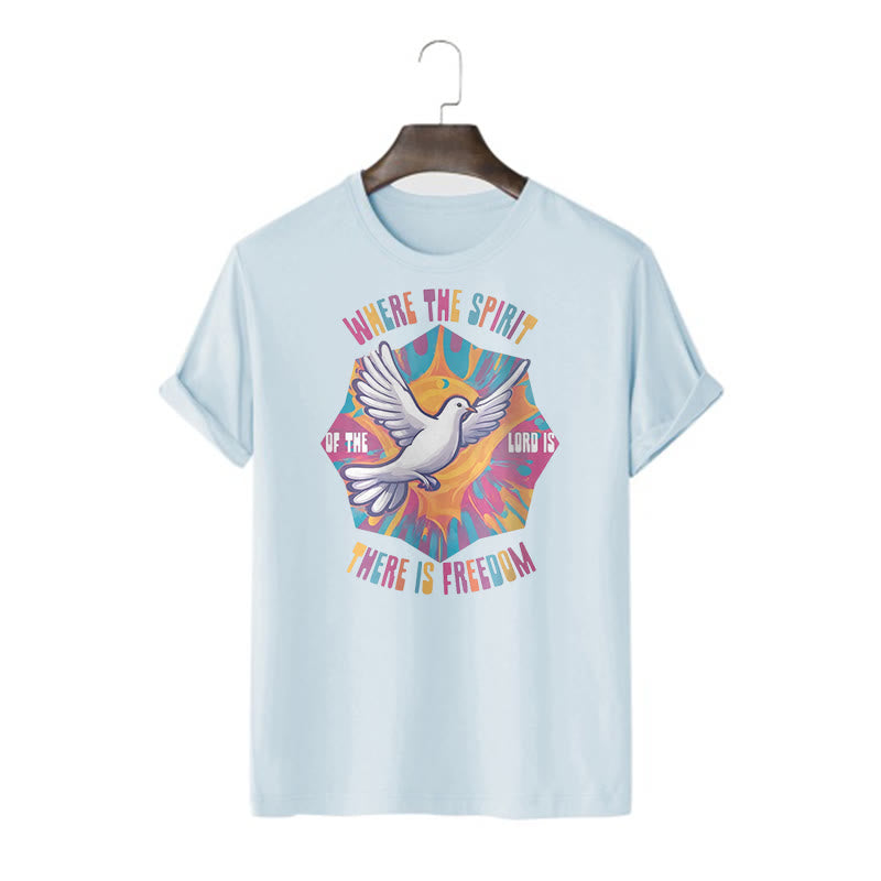 Christiandiscipleshop Colorful Style Dove and Bible Verse Short Sleeve Washed T-shirt