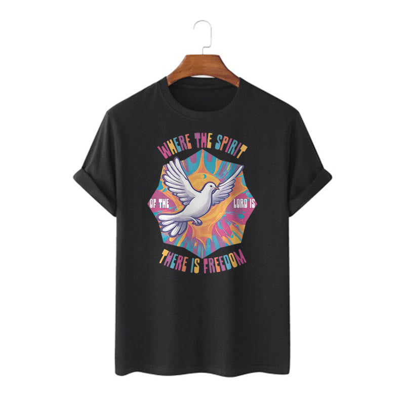 Christiandiscipleshop Colorful Style Dove and Bible Verse Short Sleeve Washed T-shirt
