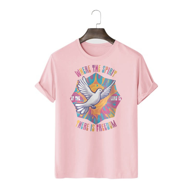 Christiandiscipleshop Colorful Style Dove and Bible Verse Short Sleeve Washed T-shirt