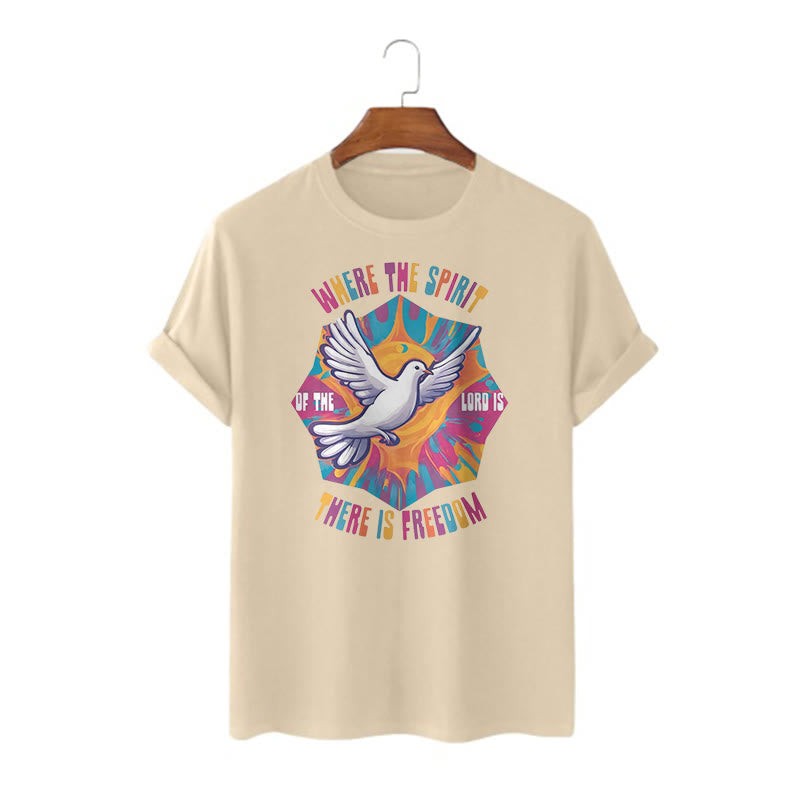 Christiandiscipleshop Colorful Style Dove and Bible Verse Short Sleeve Washed T-shirt
