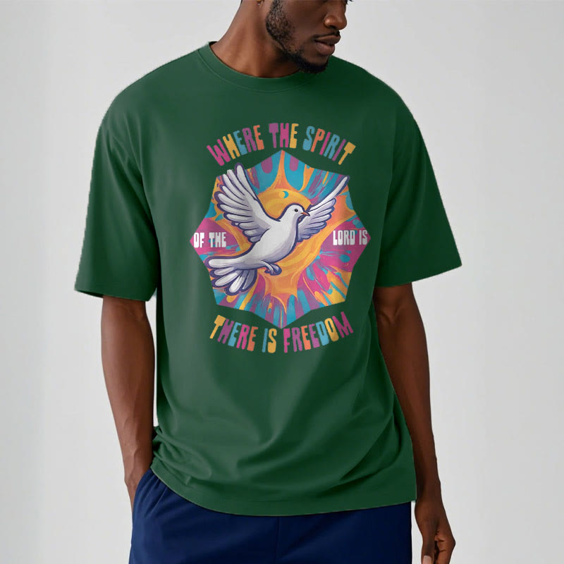 Christiandiscipleshop Colorful Style Dove and Bible Verse Short Sleeve Washed T-shirt