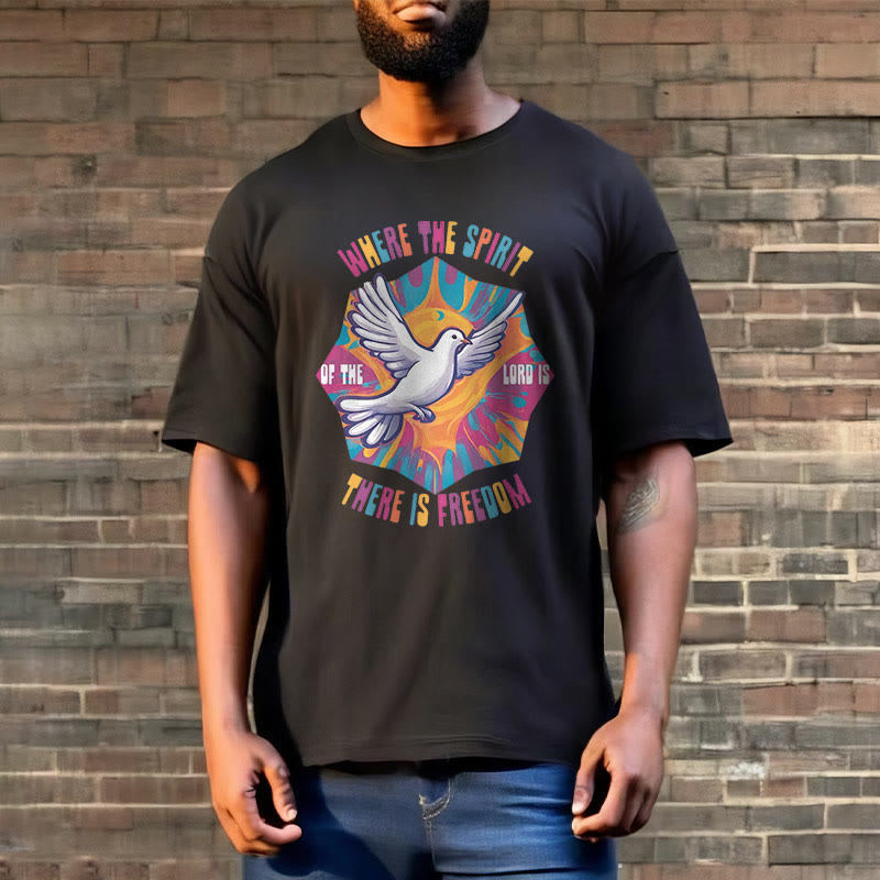 Christiandiscipleshop Colorful Style Dove and Bible Verse Short Sleeve Washed T-shirt