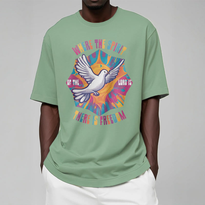 Christiandiscipleshop Colorful Style Dove and Bible Verse Short Sleeve Washed T-shirt
