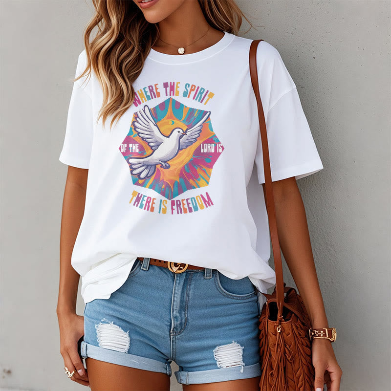 Christiandiscipleshop Colorful Style Dove and Bible Verse Short Sleeve Washed T-shirt